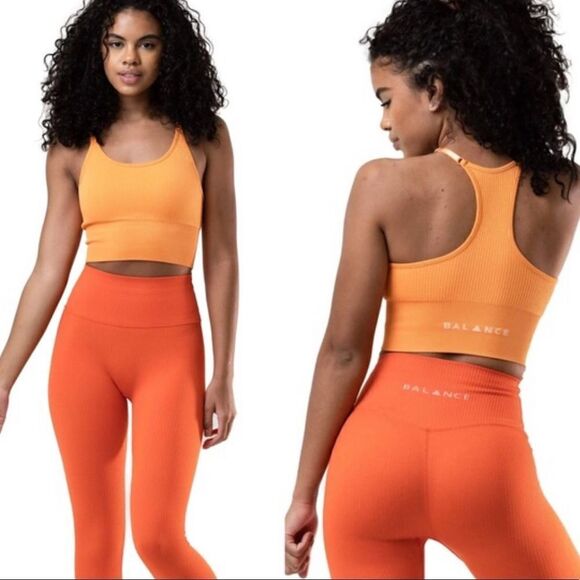 Balance Athletica Linear Legging Ribbed Seamless in Sunset Orange NWOT - Picture 8 of 8